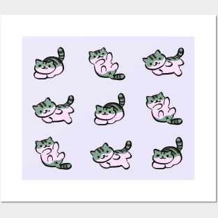 cute kawaii pickles the gray tabby cat / kitty collector pattern Posters and Art